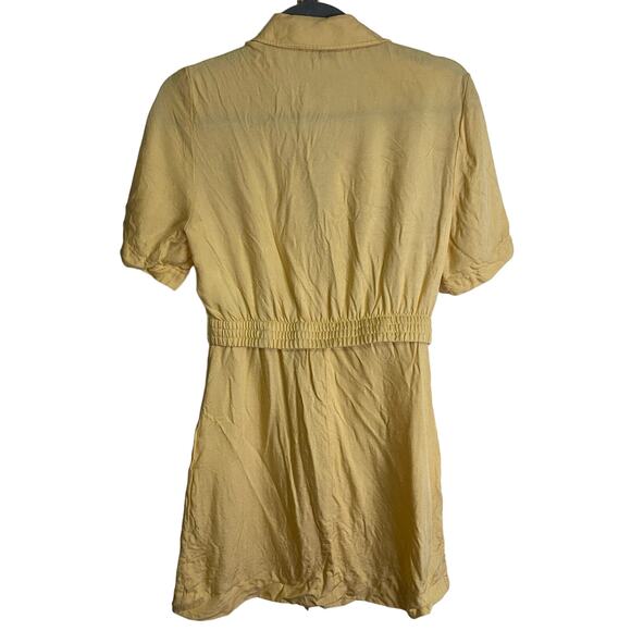 Sandro Meurice Button Front Short-Sleeve Twill Mini Dress Vanille Yellow Size 6 - Picture 10 of 12